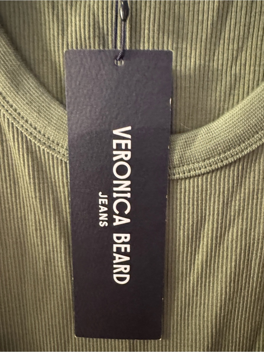 Veronica Beard Ennis Mixed Media Olive Tank Midi Dress - Picture 4 of 7